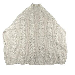 Akemi + Kin Sweater Womens One Size Beige Cable Knit Mock Neck Cozy Pullover Top